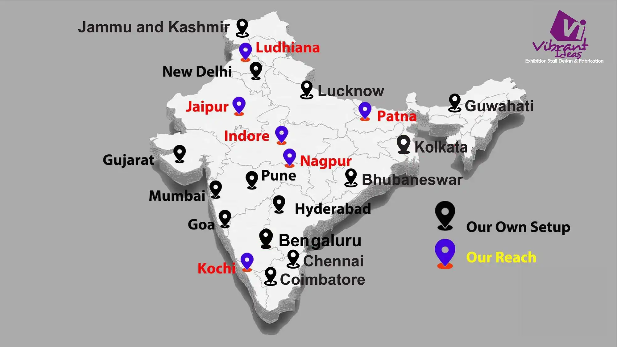 Vibrant Ideas PAN India Exhibition Stall Setup Locations Map